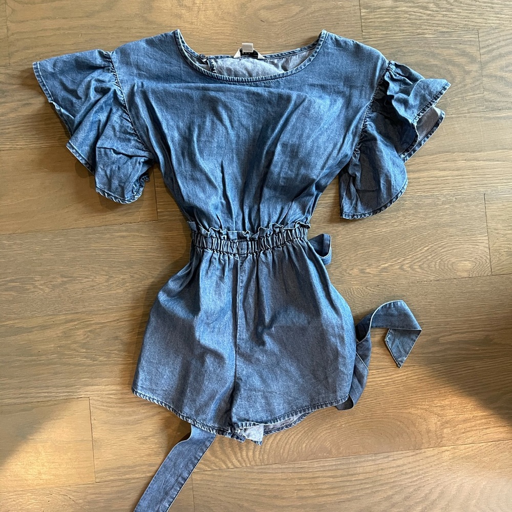 Habitual Girls Denim Romper EUC, Sz 7/8